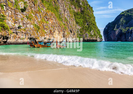 The famous beach of Maya on the island of Phi-Phi-Le in Thailand Stock Photo