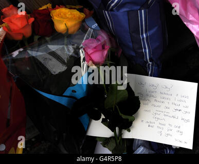 Floral tributes near the scene in Paradise Road, Clapham, south London ...