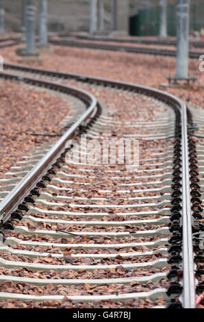 A general view of the new tram line leading to the Gogar tram depot in Edinburgh. Stock Photo