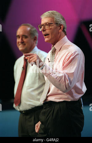 Prime Minister John Major makes a point during his speech to conference at Bournemouth. Stock Photo