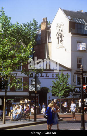 Buildings and Landmarks - The Bell Inn - Nottingham. The Bell Inn, dating back to 1420, is one of the oldest pubs in England. Stock Photo