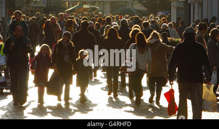 Christmas shoppers in Chichester, West Sussex, on what is expected to be one of the busiest shopping days of the year. Stock Photo