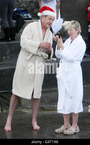 Forty Foot Christmas Day Swim - Dublin Stock Photo