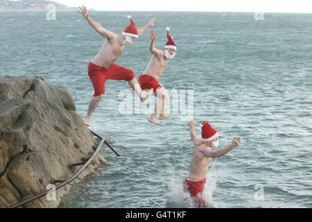 Forty Foot Christmas Day Swim - Dublin Stock Photo