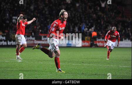Soccer - npower Football League One - Charlton Athletic v Brentford - The Valley. Charlton Athletic's Danny Green (centre) celebrates scoring his side's second goal of the game Stock Photo