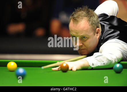 John Higgins in action during The Masters 2012 at Alexandra Palace, London. Stock Photo