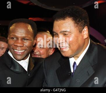 Former world super middleweight boxing champion, Chris Eubank (left), with BBC Sports Personality of the Century, Muhammad Ali at the BBC Sports Personality of the Year Awards held at BBC Television studios in London. *17/01/02: Ali celebrates his 60th birthday. Stock Photo