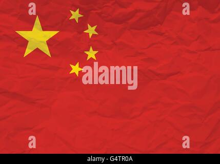 China flag crumpled paper textured background. Vector illustration. Stock Vector
