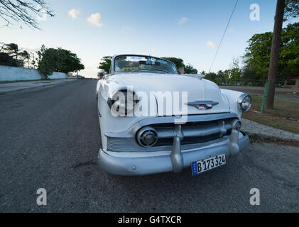Old 1930s-1959 American Chevrolet coupe car are used for taxi in Cuba. Stock Photo