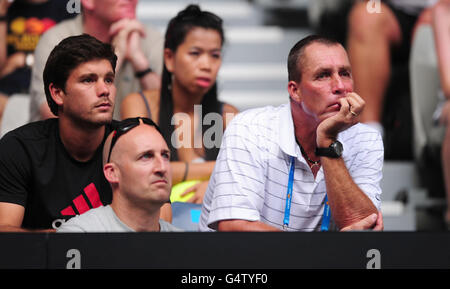 Andy Murray's coach Ivan Lendl watches during day two of the 2012 Australian Open at Melbourne Park in Melbourne, Australia. Stock Photo