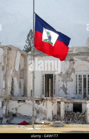 Picture dated Wednesday January 11, 2012. The presidential palace in Port-au-Prince, Haiti, where gang violence has increased since a major earthquake two years ago. Stock Photo