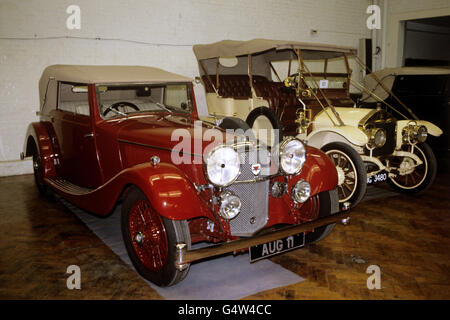 A 1934 Alvis Speed Twenty 2.5 Litre Drophead Coupe awaits sale at Sotheby's Vintage Car Auction Stock Photo