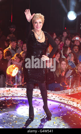 Winner Denise Welch leaves the Celebrity Big Brother House during the live final at the Elstree Studios, Borehamwood. Stock Photo