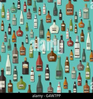 Alcoholic beverages seamless pattern Stock Vector