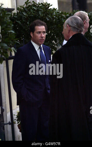 Viscount Linley at the christening of his son Charles Patrick Inigo Armstrong Jones. Stock Photo