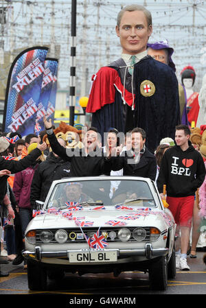 Anthony McPartlin (left) and Declan Donnelly during filming for Britain's Got Talent in Blackpool. Stock Photo