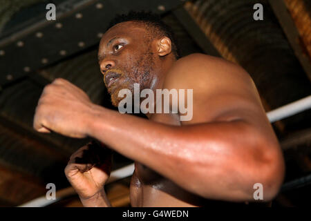 Dereck Chisora during the media work-out at Mygym, London. Stock Photo