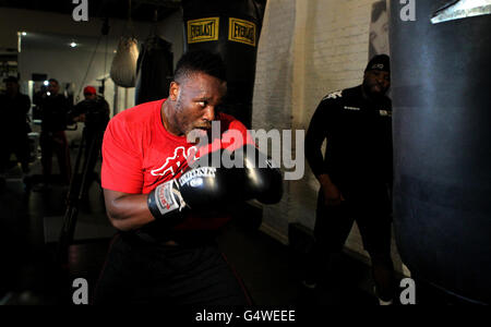 Dereck Chisora during the media work-out at Mygym, London. Stock Photo