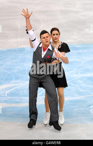 Italy's Charlene Guignard and Marco Fabbri in action during the Preliminary Round of The Ice Dance Free Dance competition during the European Figure Skating Championships at the Motorpoint Arena, Sheffield Stock Photo