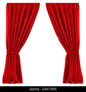 Red Curtains Isolated Stock Photo