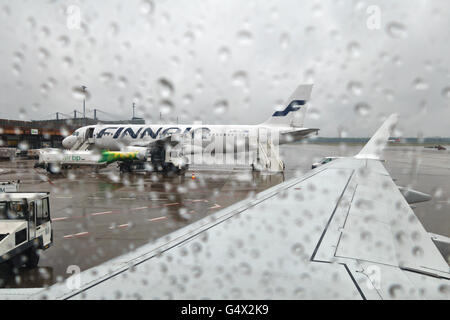 Tegel Airport, Berlin, Germany. A rainy day on the airfield Stock Photo