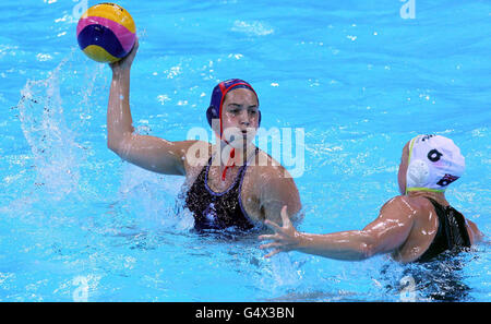 Water Polo - London 2012 Test Event - Day Two - Water Polo Arena. USA'a Margaret Steffens (left) and Australia's Kate Gynther during the London 2012 Test at the Water Polo Arena, London. Stock Photo