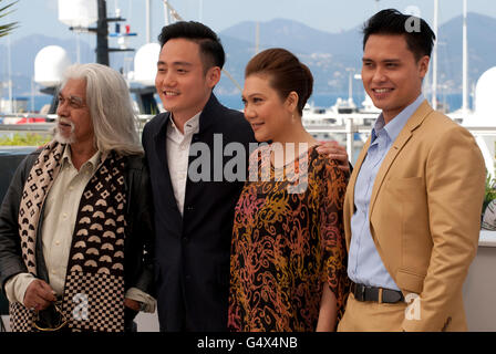 Actor Wan Hanafi Su, director Boo Junfeng, actor Firdaus Rahman and actress Mastura Ahmad at the Apprentice film photo call Stock Photo