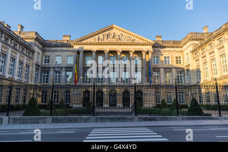 Neoclassical façade of the Palace of the Nation building in Brussels, hosting the Belgian Federal Parliament. Stock Photo