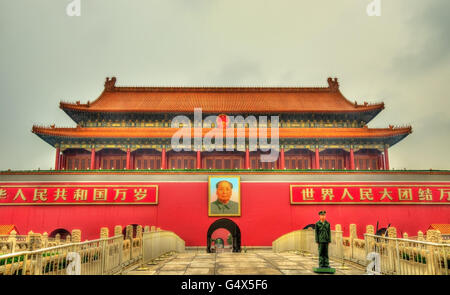 Beijing, China - May 14, 2016: The Tiananmen, Gate of Heavenly Peace. The monument is widely used as a national symbol. Stock Photo