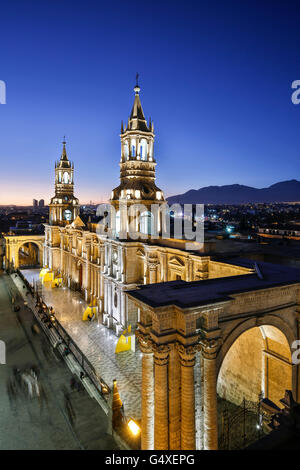 Arequipa Cathedral, Plaza de Armas, Arequipa, Peru Stock Photo