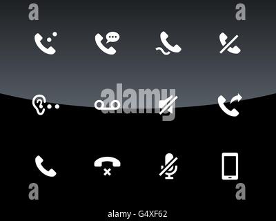 Phones related icons on black background. Stock Vector