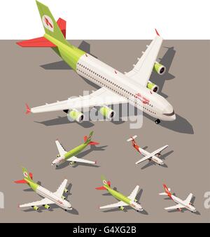 Vector isometric low poly airplanes set Stock Vector