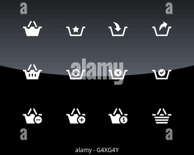 Shopping Basket icons on black background. Stock Vector