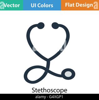 Stethoscope icon. Flat color design. Vector illustration. Stock Vector