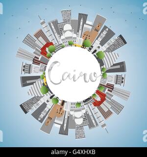 Outline Cairo Skyline with Blue Buildings. Vector Illustration ...