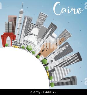 Outline Cairo Skyline with Blue Buildings. Vector Illustration ...