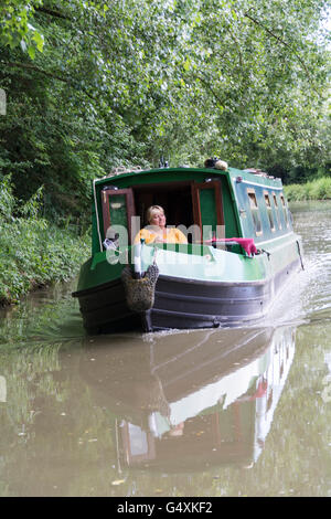 Narrow Boats on the Kennett & Avon Canal in Wiltshire, England, UK Stock Photo