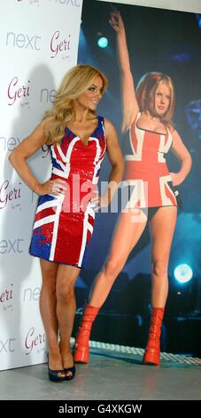 Former Spice Girl, Geri Halliwell, launches a Union flag clothing range for the NEXT high street store, at Mercer Street Studios, in London. Stock Photo