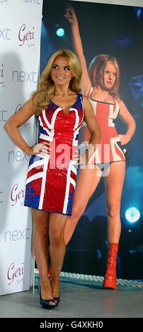 Former Spice Girl, Geri Halliwell, launches a Union flag clothing range for the NEXT high street store, at Mercer Street Studios, in London. Stock Photo