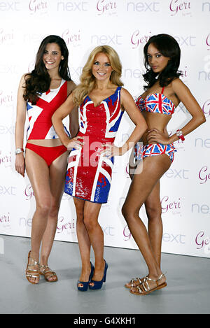 Former Spice Girl, Geri Halliwell, (centre) launches a Union flag clothing range for the NEXT high street store, at Mercer Street Studios, in London. Stock Photo