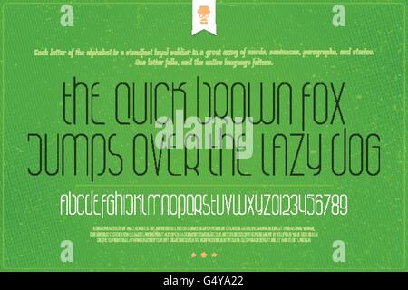 set of fine contour alphabet letters and numbers over green paper texture. vector light font type design. thin line lettering ic Stock Vector