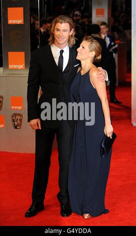 Chris Hemsworth and Elsa Pataky arriving for the 2012 Orange British Academy Film Awards at the Royal Opera House, Bow Street, London. Stock Photo