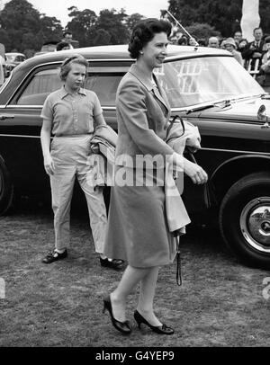 Queen Elizabeth II and Princess Anne at Smith's Lawn, Windsor Great Park, for a polo match in which the Duke of Edinburgh played. Stock Photo