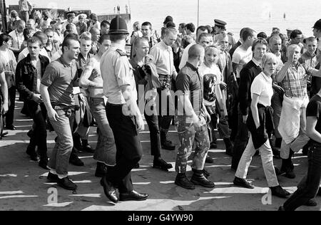 Law and Order - Gangs - Skinheads - Southend-on-Sea - 1980 Stock Photo