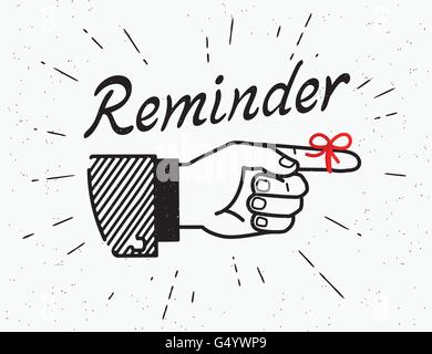 Human hand with reminder red tape on the finger Stock Vector