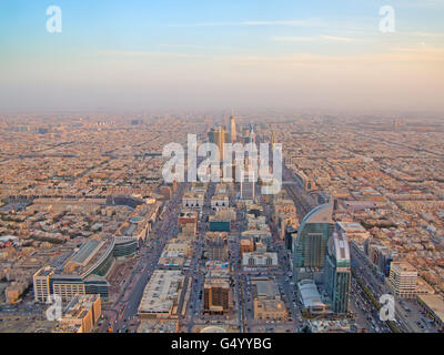 RIYADH - FEBRUARY 29: Aerial view of Riyadh downtown on February 29, 2016 in Riyadh, Saudi Arabia. Stock Photo