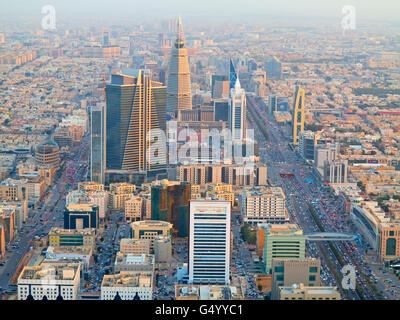 RIYADH - FEBRUARY 29: Aerial view of Riyadh downtown on February 29, 2016 in Riyadh, Saudi Arabia. Stock Photo