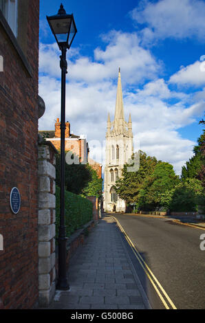 A classic picture of Louth, looking down Westgate to St James church. Stock Photo