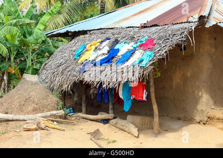 Tanzania, Zanzibar, Pemba Island, village life on Pemba, laundry drying Stock Photo