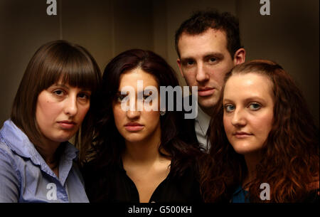 (left to right) Rosa Corella, 29, Lindsay, 24, Katie, 19 and Richard Booth, 23, grandchildren of murdered Guiseppe and Caterina Massaro at a press conference in Wolverhampton. Ireneusz Bartnowski has been found guilty of murdering the elderly couple in a 'brutal and savage' attack at their home in April last year. Stock Photo